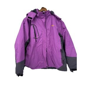 Wantdo Women Lined Ski Jacket Plus 3X Purple Waterproof Detachable Hood Gorpcore